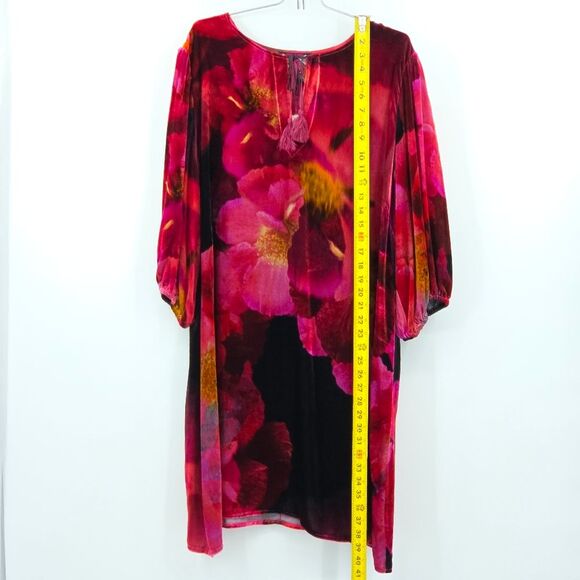 Johnny Was Vesna Dress Plus Size XXL Red Floral Velvet Whimsigoth Peasant Boho - Picture 5 of 9